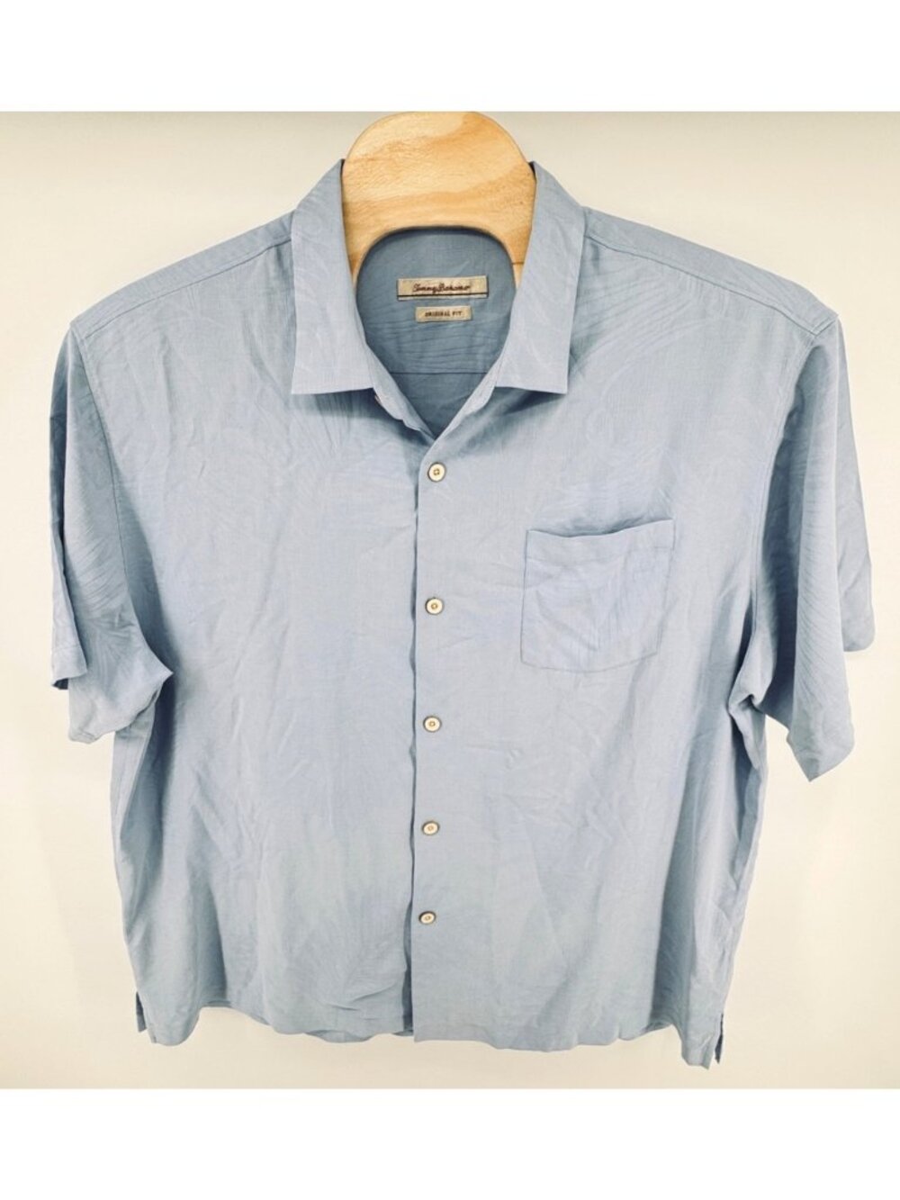Tommy Bahama Shirt Mens 3X Blue Silk Tropical Jacquard Relaxed Fit Camp Hawaiian